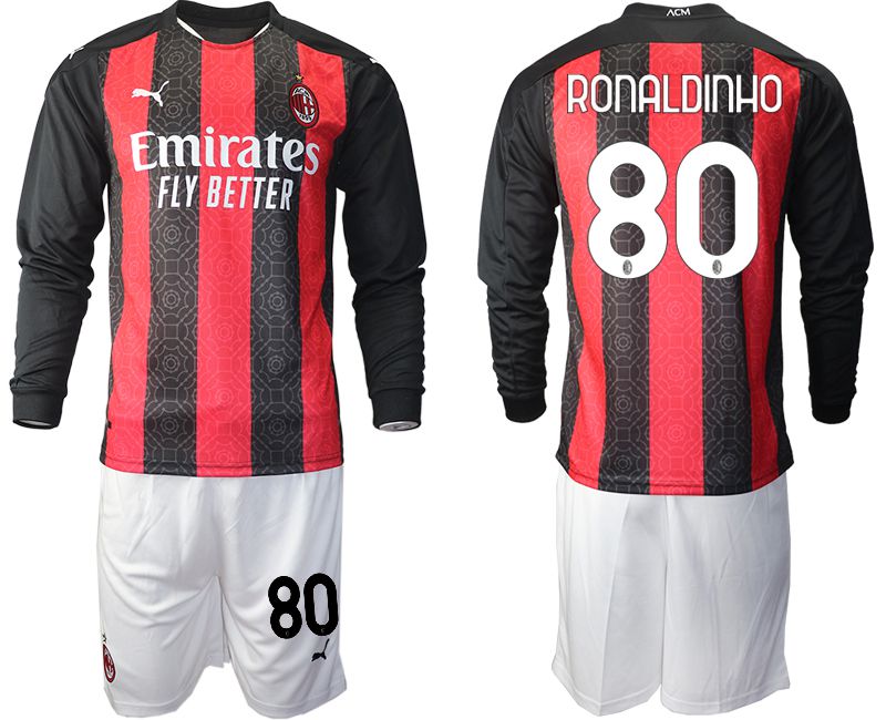Men 2020-2021 club AC milan home long sleeve #80 red Soccer Jerseys->customized soccer jersey->Custom Jersey